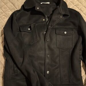 Zara Black Suede-Look Shirt Jacket